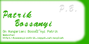 patrik bossanyi business card